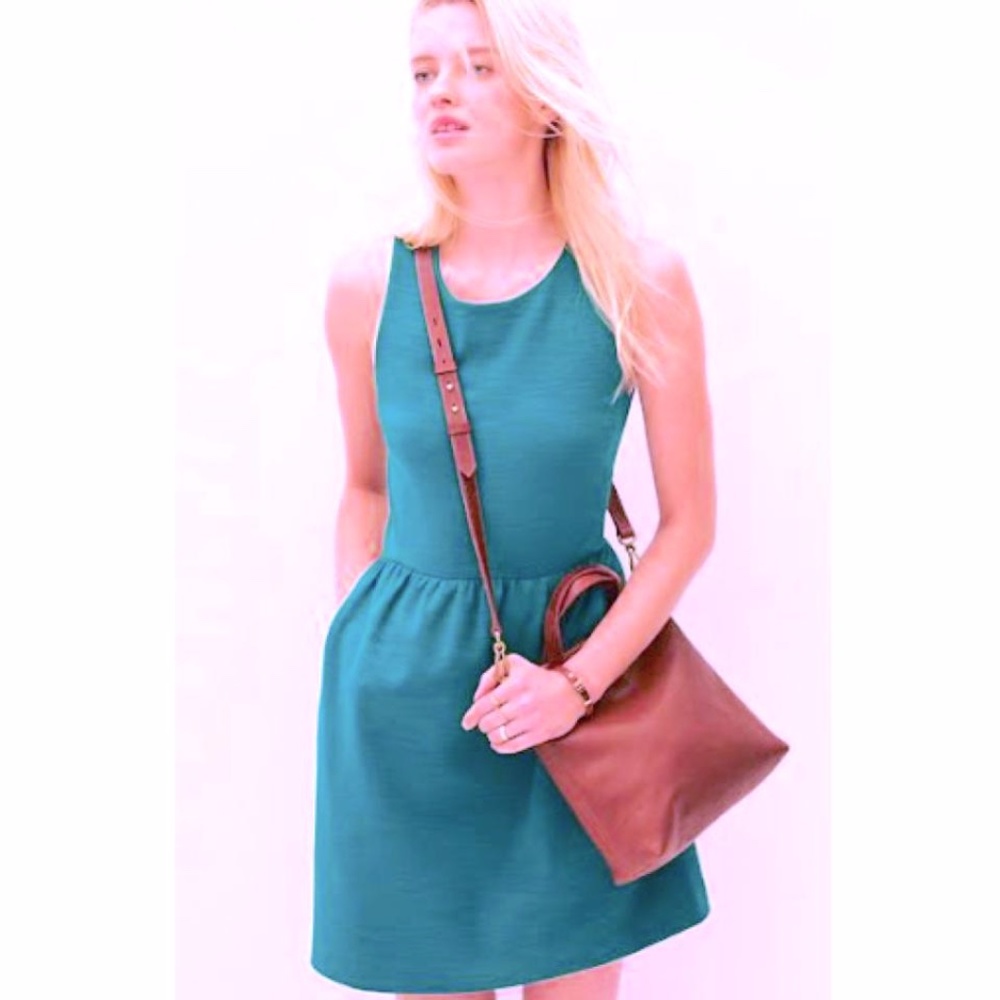 NWT Madewell Teal Verse Ponte Dress with Pockets